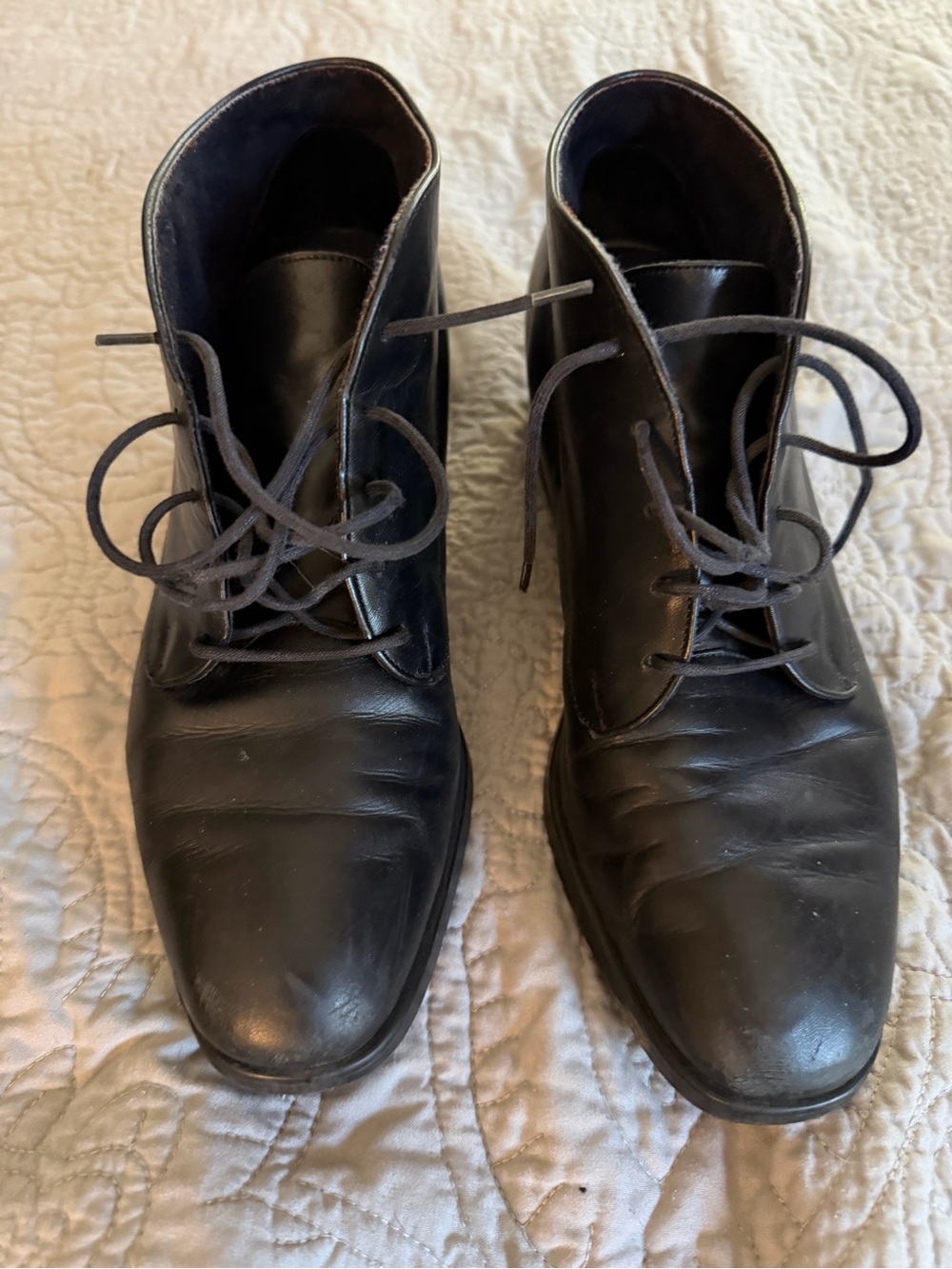 Munro quality Black Lace-Up Leather booties for women- witchy goth dark academia